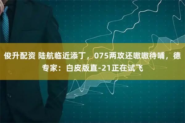 俊升配资 陆航临近添丁，075两攻还嗷嗷待哺，德专家：白皮版直-21正在试飞