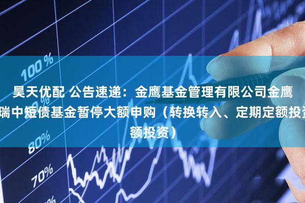 昊天优配 公告速递：金鹰基金管理有限公司金鹰添瑞中短债基金暂停大额申购（转换转入、定期定额投资）